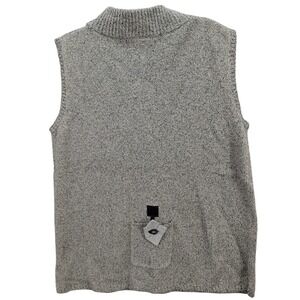 Kindred Spirit Sweater Womens Size L Knit Silk Linen Blend Mock Neck Pocket Gray
